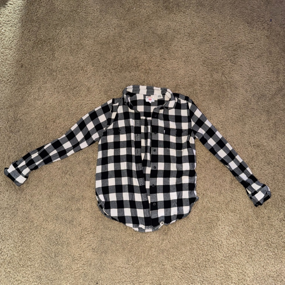 Levi's Black and White Casual Button Down Shirt